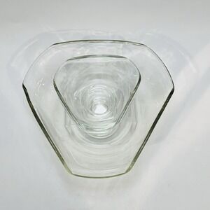 Vintage 60s Indiana Glass Chip & Dip Bowl Set Clear Glass Triangle‎ Shape